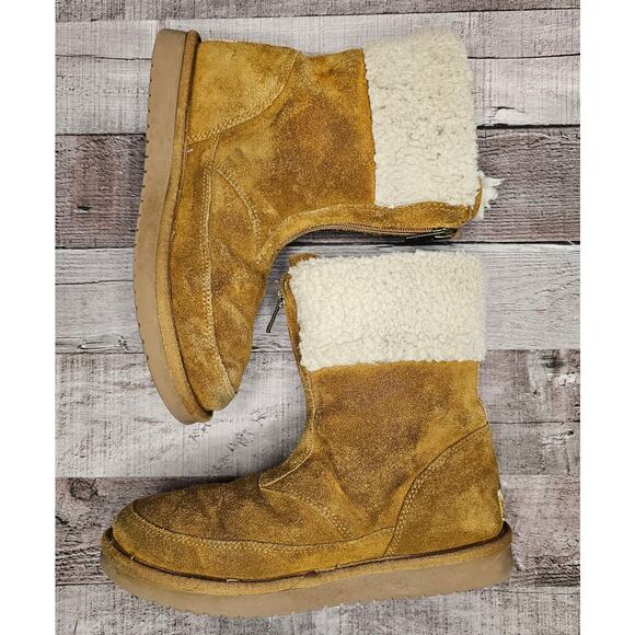 UGG KOOLABUURA Ankle BOOTS BOOTIES 1121540K Suede Fur Brown Zip Up Big Girl 4 - Picture 5 of 10